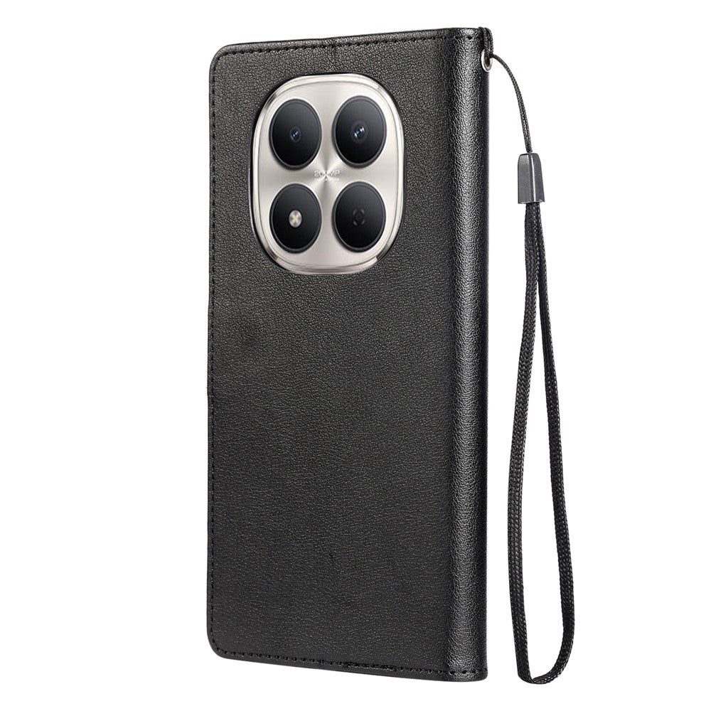 For Xiaomi Redmi Note 15 Pro 5G (Global) Case PU Leather Wallet Stand Phone Cover with Wrist Strap - Black