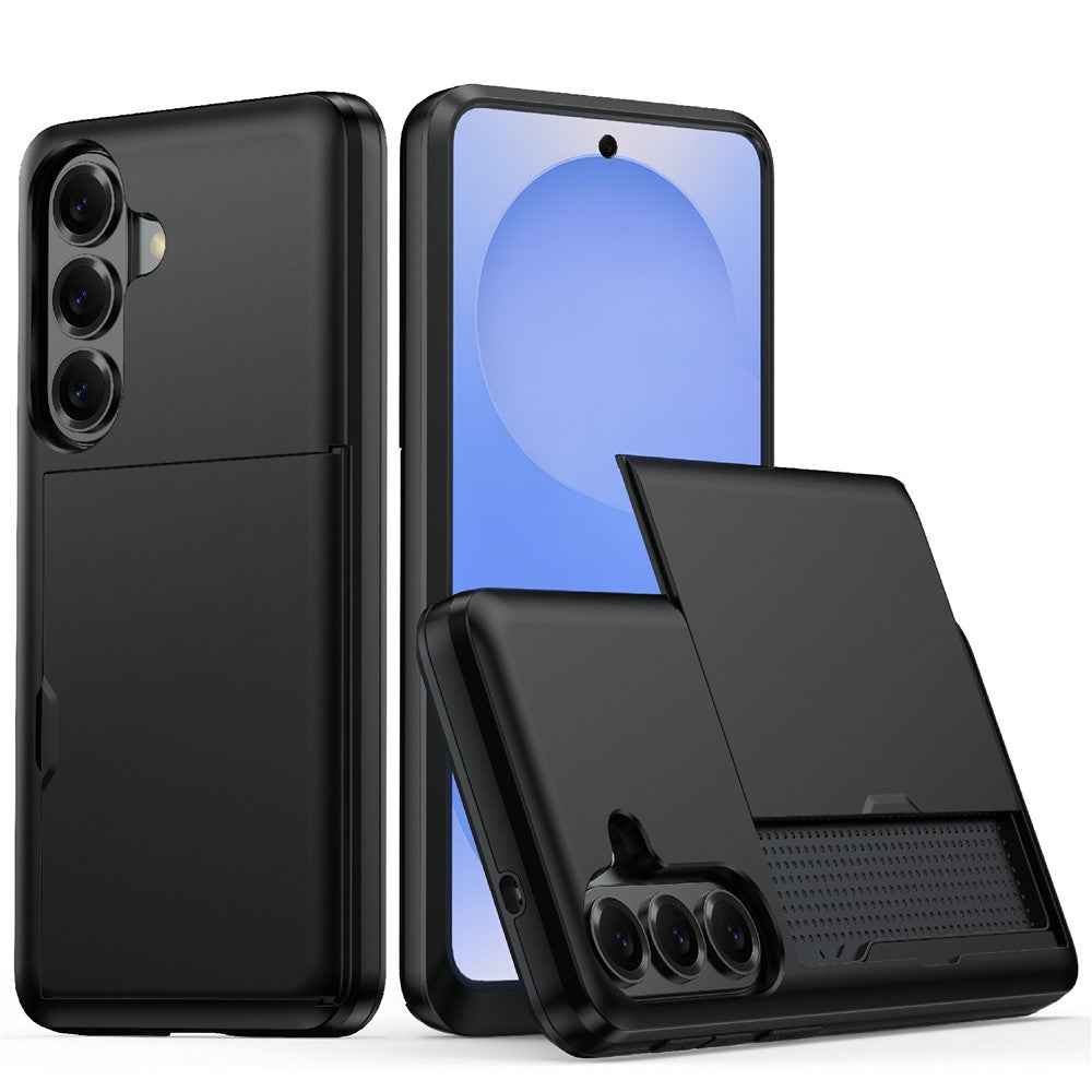 For Samsung Galaxy A57 5G Case with Card Holder TPU + PC Phone Back Cover - Black