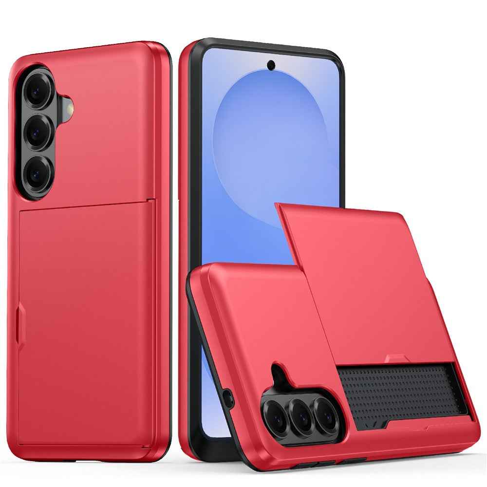 For Samsung Galaxy A57 5G Case with Card Holder TPU + PC Phone Back Cover - Red