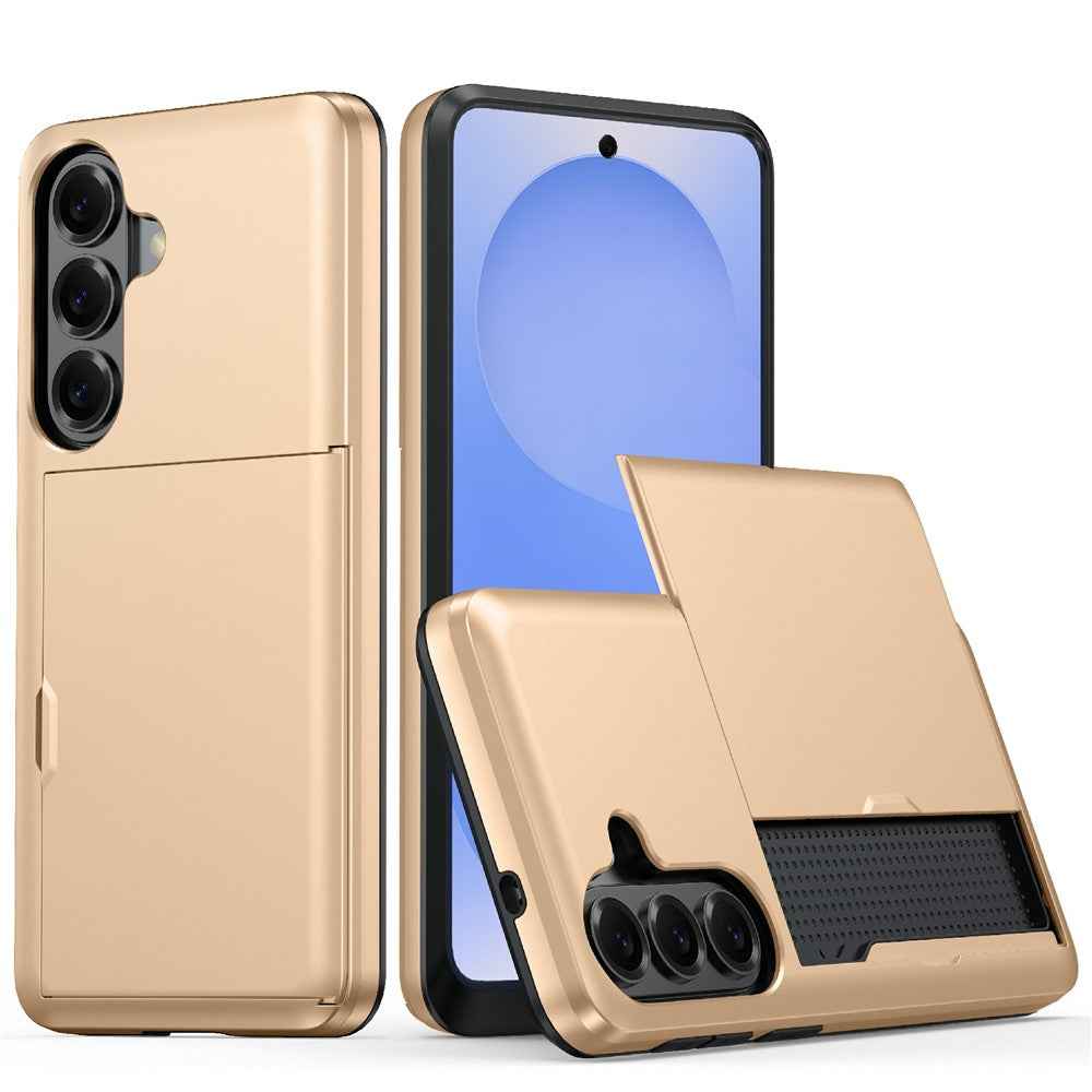 For Samsung Galaxy A57 5G Case with Card Holder TPU + PC Phone Back Cover - Gold