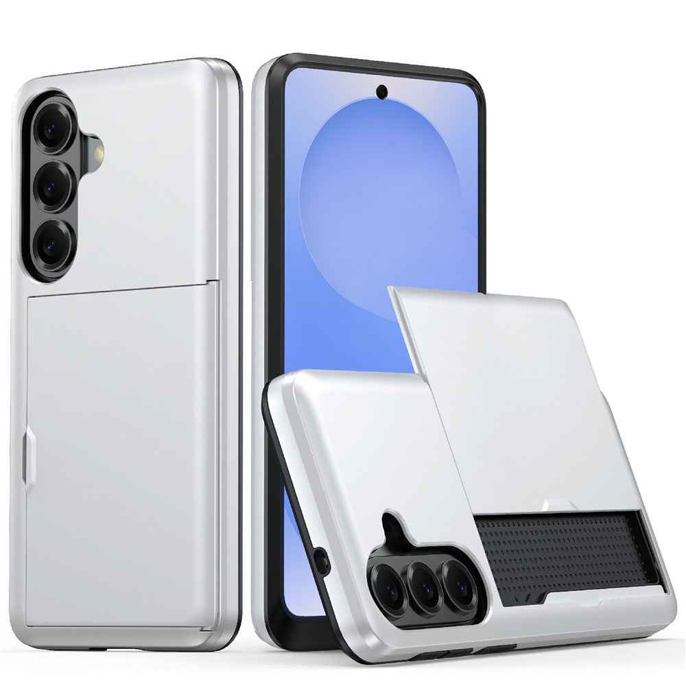For Samsung Galaxy A57 5G Case with Card Holder TPU + PC Phone Back Cover - Silver
