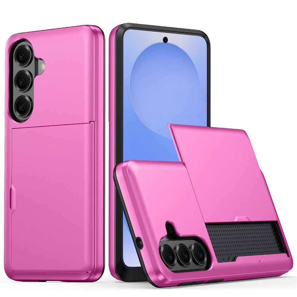 For Samsung Galaxy A57 5G Case with Card Holder TPU + PC Phone Back Cover - Pink