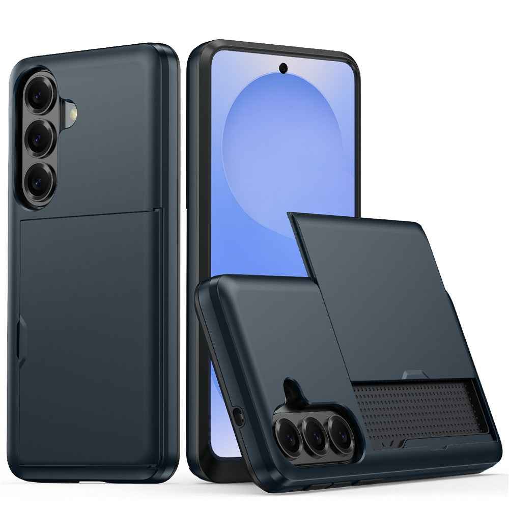 For Samsung Galaxy A57 5G Case with Card Holder TPU + PC Phone Back Cover - Navy Blue