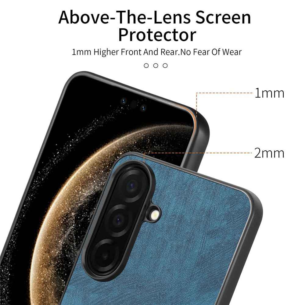 For Samsung Galaxy A57 5G Stress Relief Retro Leather Back Cover Phone Case with Rotating Kickstand - Blue