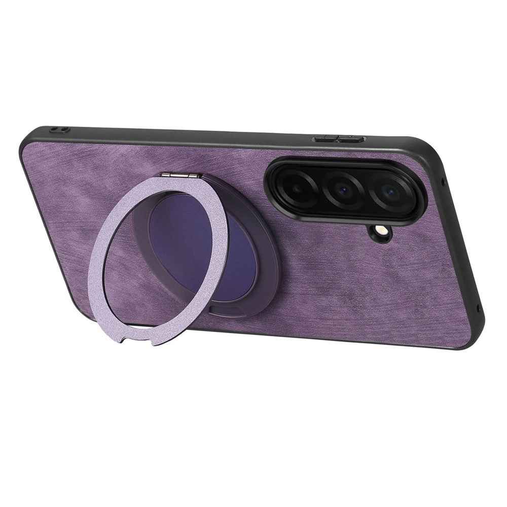 For Samsung Galaxy A57 5G Stress Relief Retro Leather Back Cover Phone Case with Rotating Kickstand - Purple