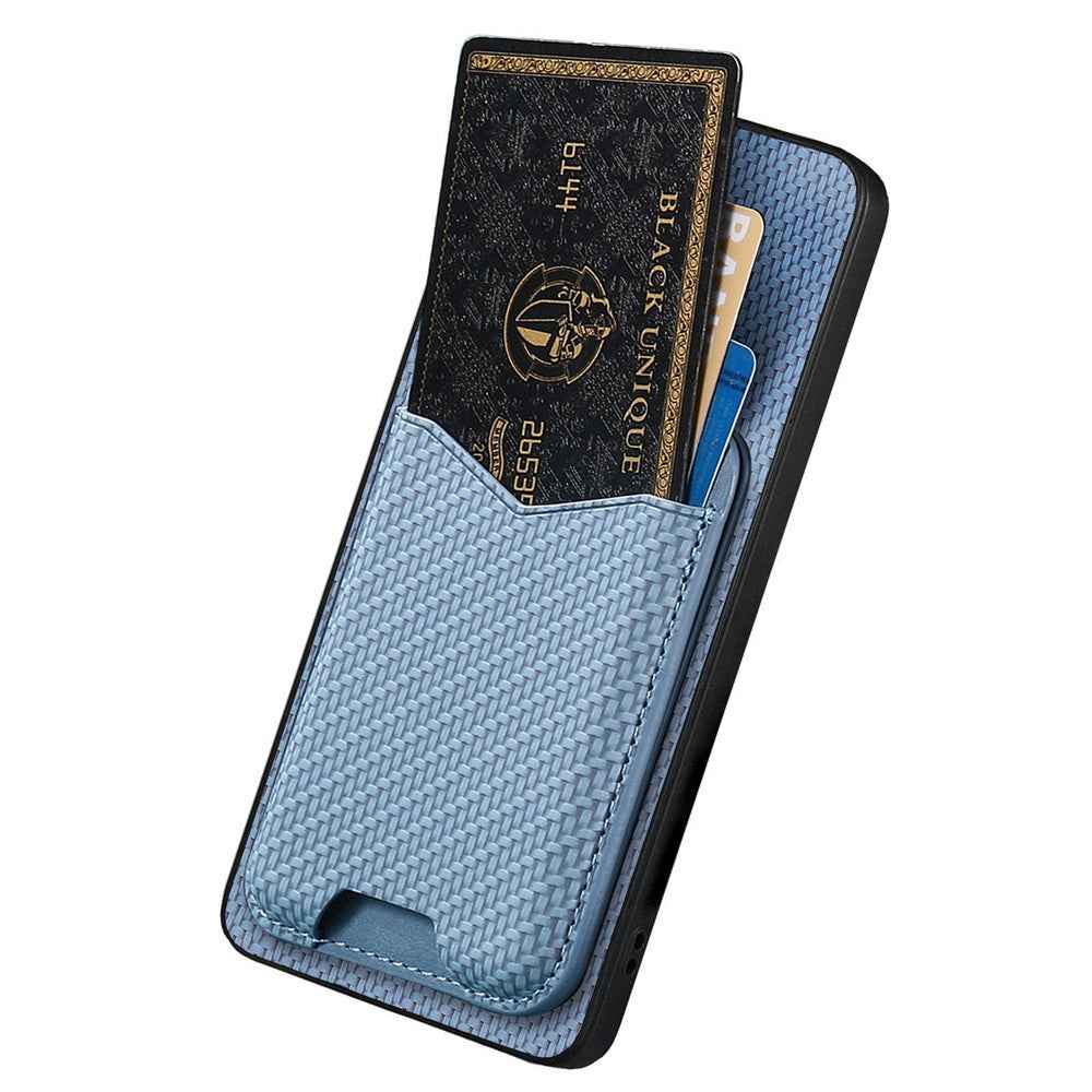 CASENEO C1-19 for Samsung Galaxy A57 5G Case Folding Kickstand Leather Back Cover Carbon Fiber Texture - Blue