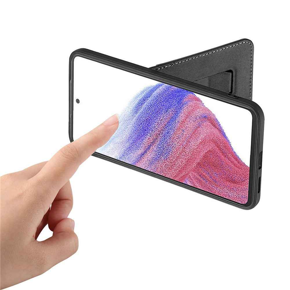 CASENEO C1-19 for Samsung Galaxy A57 5G Case Folding Kickstand Leather Back Cover Carbon Fiber Texture - Black