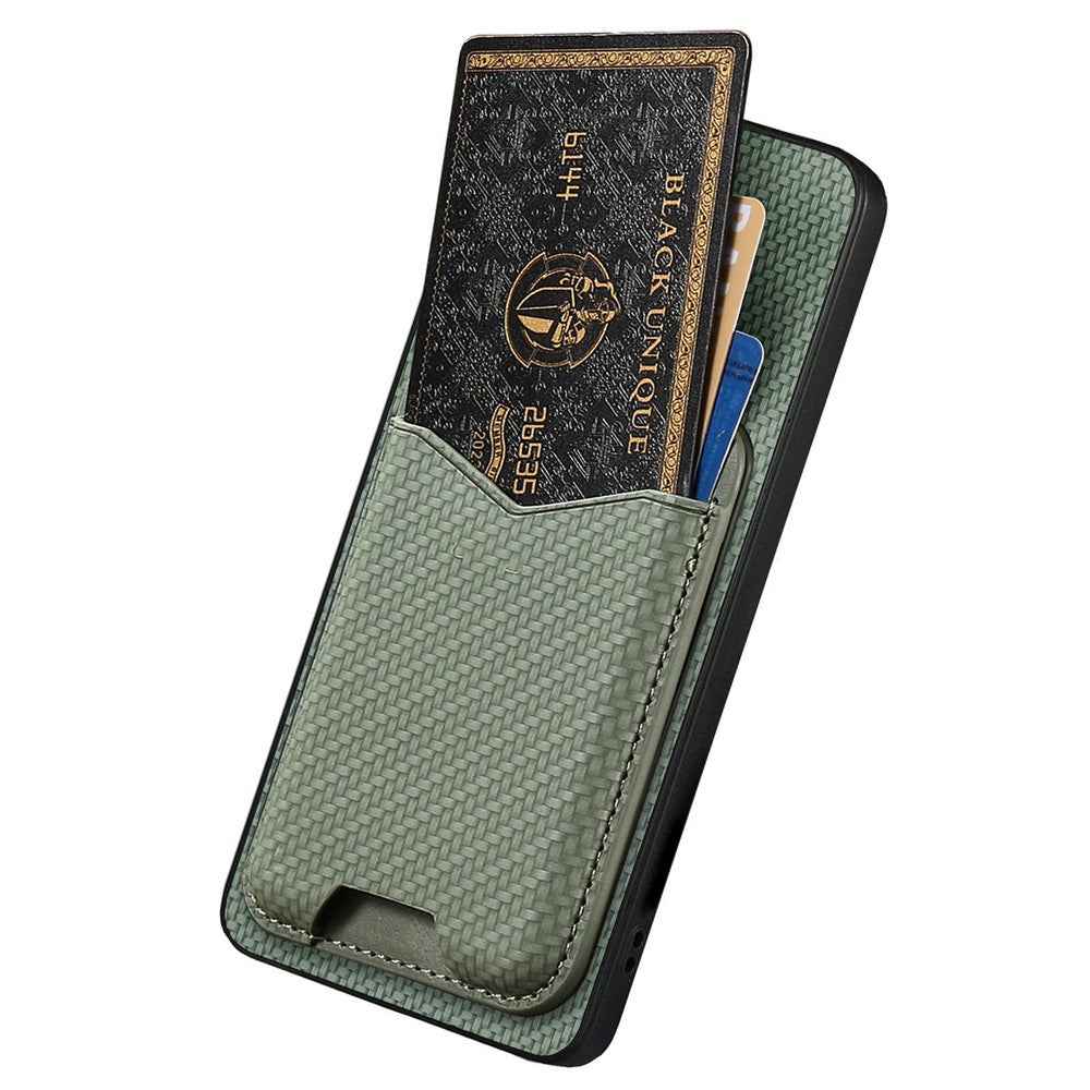 CASENEO C1-19 for Samsung Galaxy A57 5G Case Folding Kickstand Leather Back Cover Carbon Fiber Texture - Green