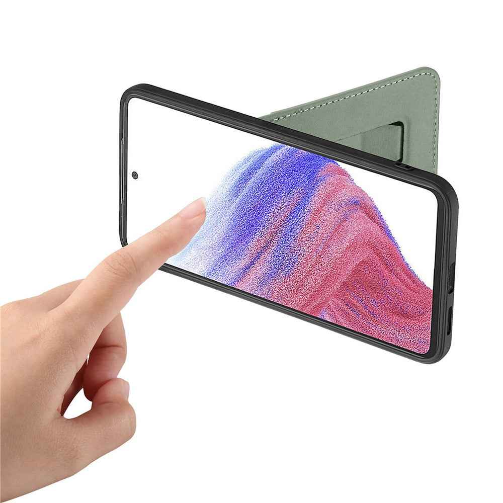 CASENEO C1-19 for Samsung Galaxy A57 5G Case Folding Kickstand Leather Back Cover Carbon Fiber Texture - Green