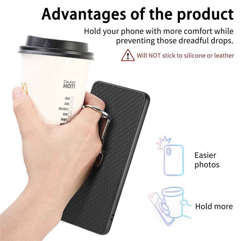 For Samsung Galaxy A57 5G Case Card Holder Kickstand Carbon Fiber Texture Back Cover - Black