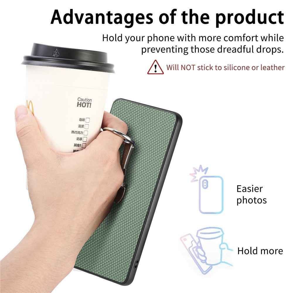 For Samsung Galaxy A57 5G Case Card Holder Kickstand Carbon Fiber Texture Back Cover - Green