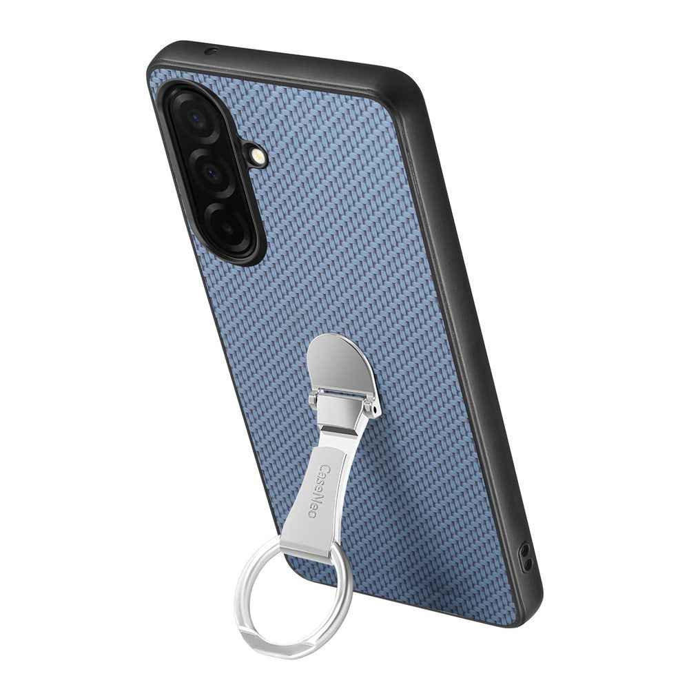 For Samsung Galaxy A57 5G Case Card Holder Kickstand Carbon Fiber Texture Back Cover - Blue