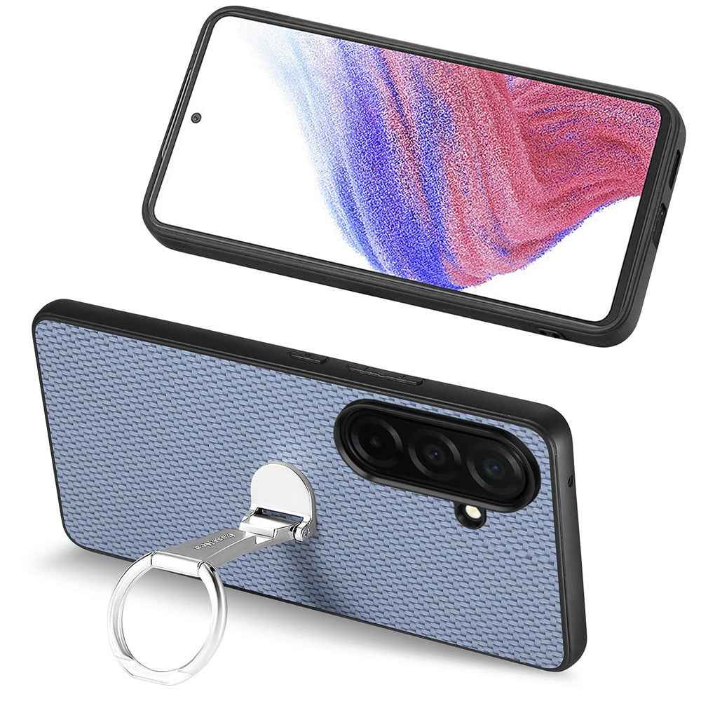 For Samsung Galaxy A57 5G Case Card Holder Kickstand Carbon Fiber Texture Back Cover - Blue