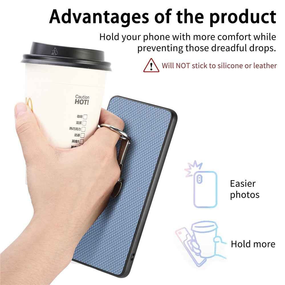 For Samsung Galaxy A57 5G Case Card Holder Kickstand Carbon Fiber Texture Back Cover - Blue