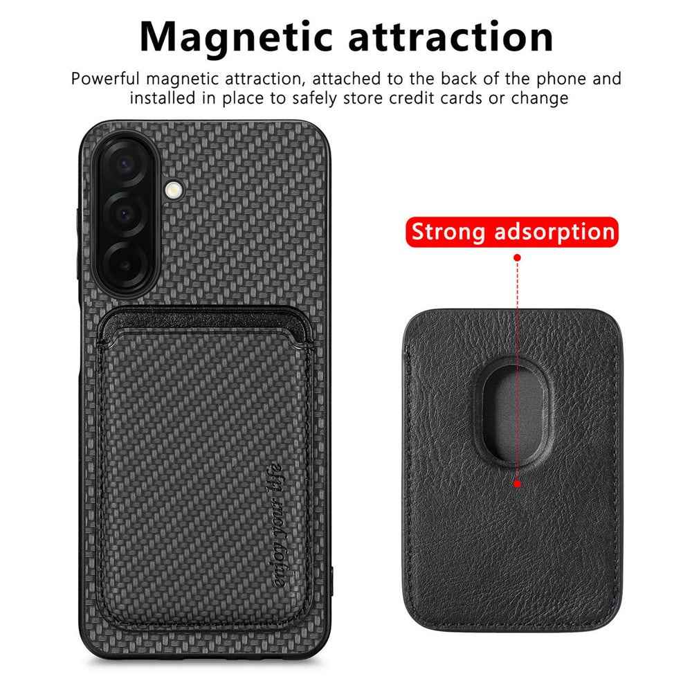 For Samsung Galaxy A57 5G Magnetic Case Detachable Card Holder Phone Back Cover - Black