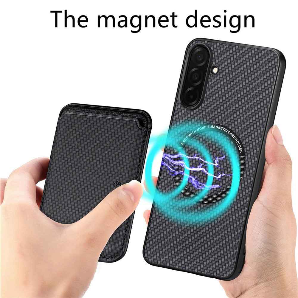 For Samsung Galaxy A57 5G Magnetic Case Detachable Card Holder Phone Back Cover - Black