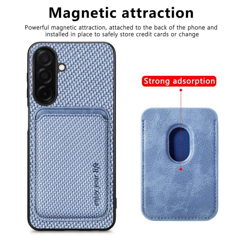 For Samsung Galaxy A57 5G Magnetic Case Detachable Card Holder Phone Back Cover - Blue