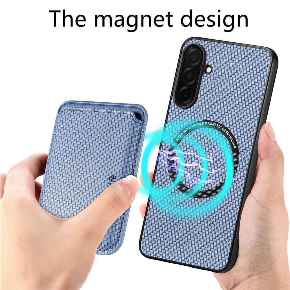 For Samsung Galaxy A57 5G Magnetic Case Detachable Card Holder Phone Back Cover - Blue