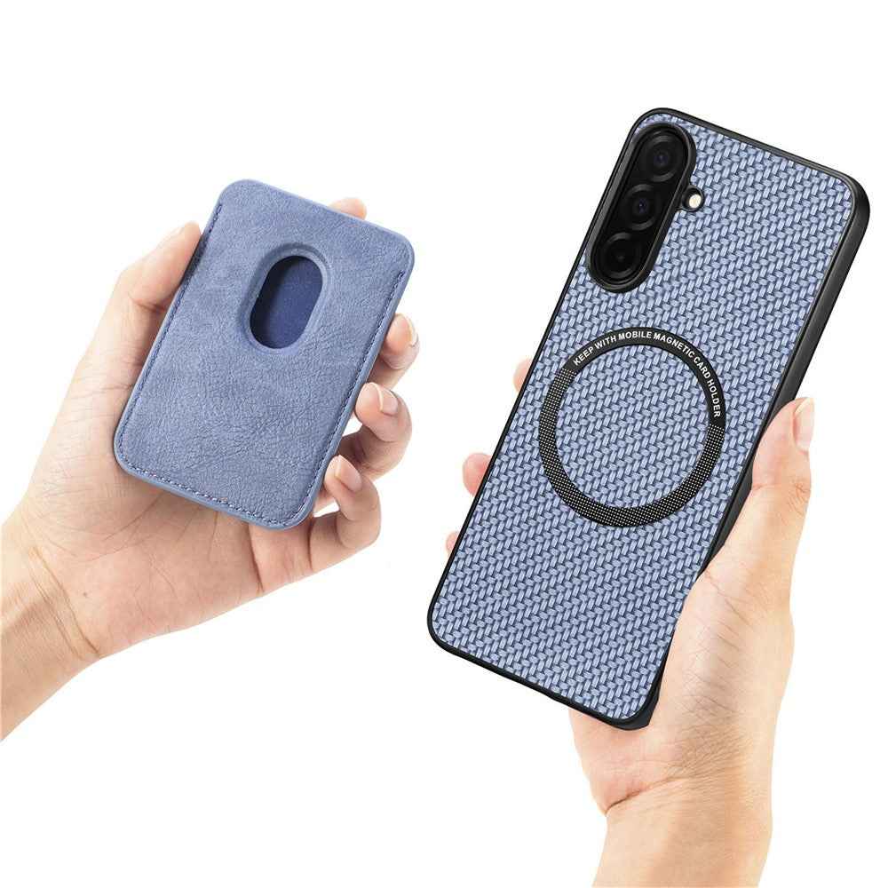 For Samsung Galaxy A57 5G Magnetic Case Detachable Card Holder Phone Back Cover - Blue