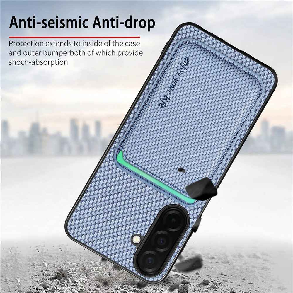 For Samsung Galaxy A57 5G Magnetic Case Detachable Card Holder Phone Back Cover - Blue