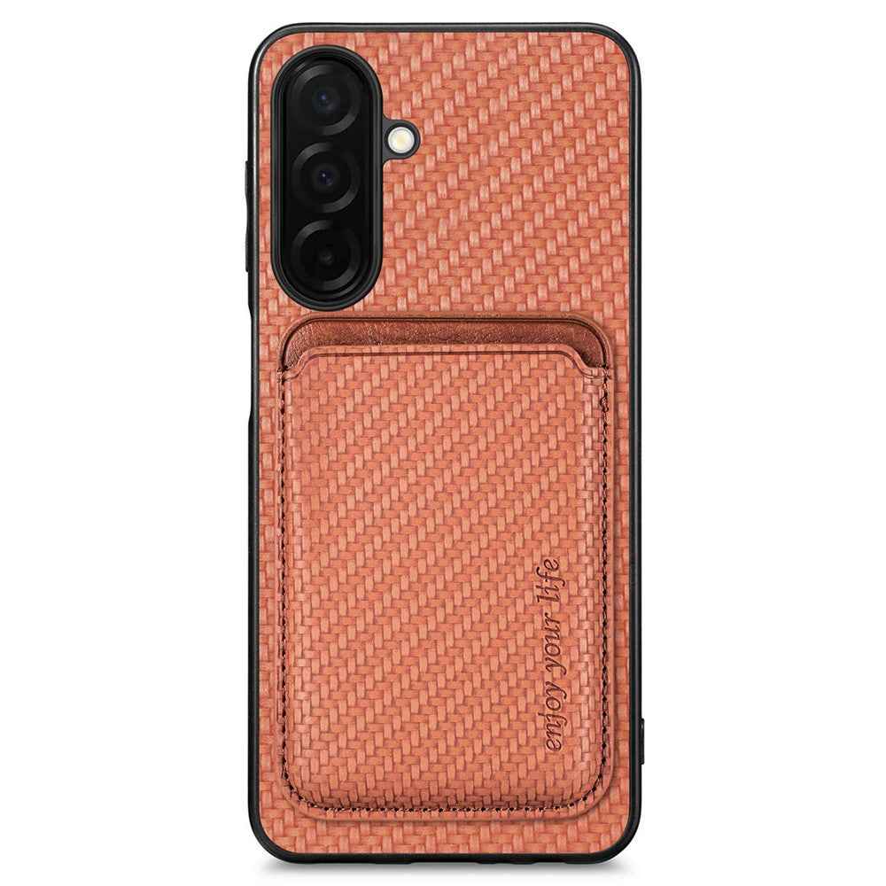 For Samsung Galaxy A57 5G Magnetic Case Detachable Card Holder Phone Back Cover - Brown