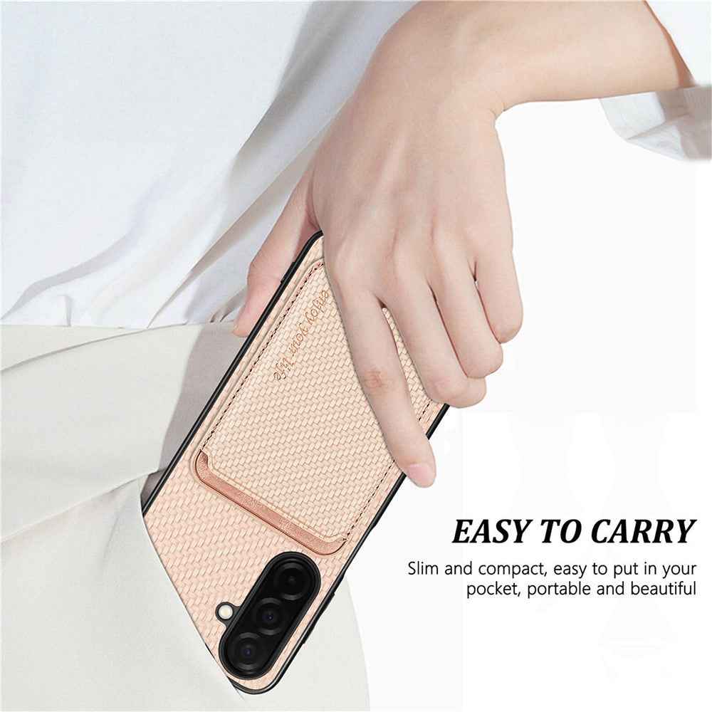 For Samsung Galaxy A57 5G Magnetic Case Detachable Card Holder Phone Back Cover - Beige