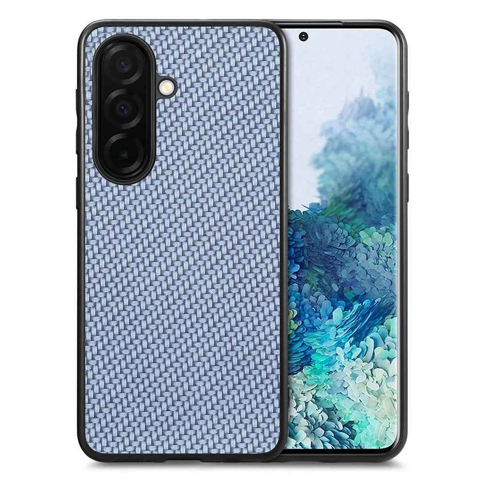 For Samsung Galaxy A57 5G Case Carbon Fiber Texture PU Leather + PC + TPU Phone Cover - Blue