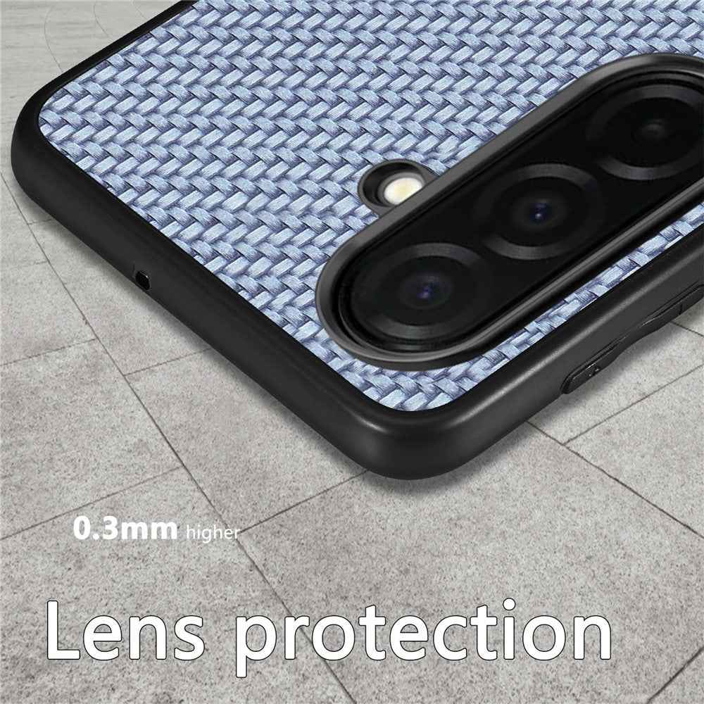 For Samsung Galaxy A57 5G Case Carbon Fiber Texture PU Leather + PC + TPU Phone Cover - Blue
