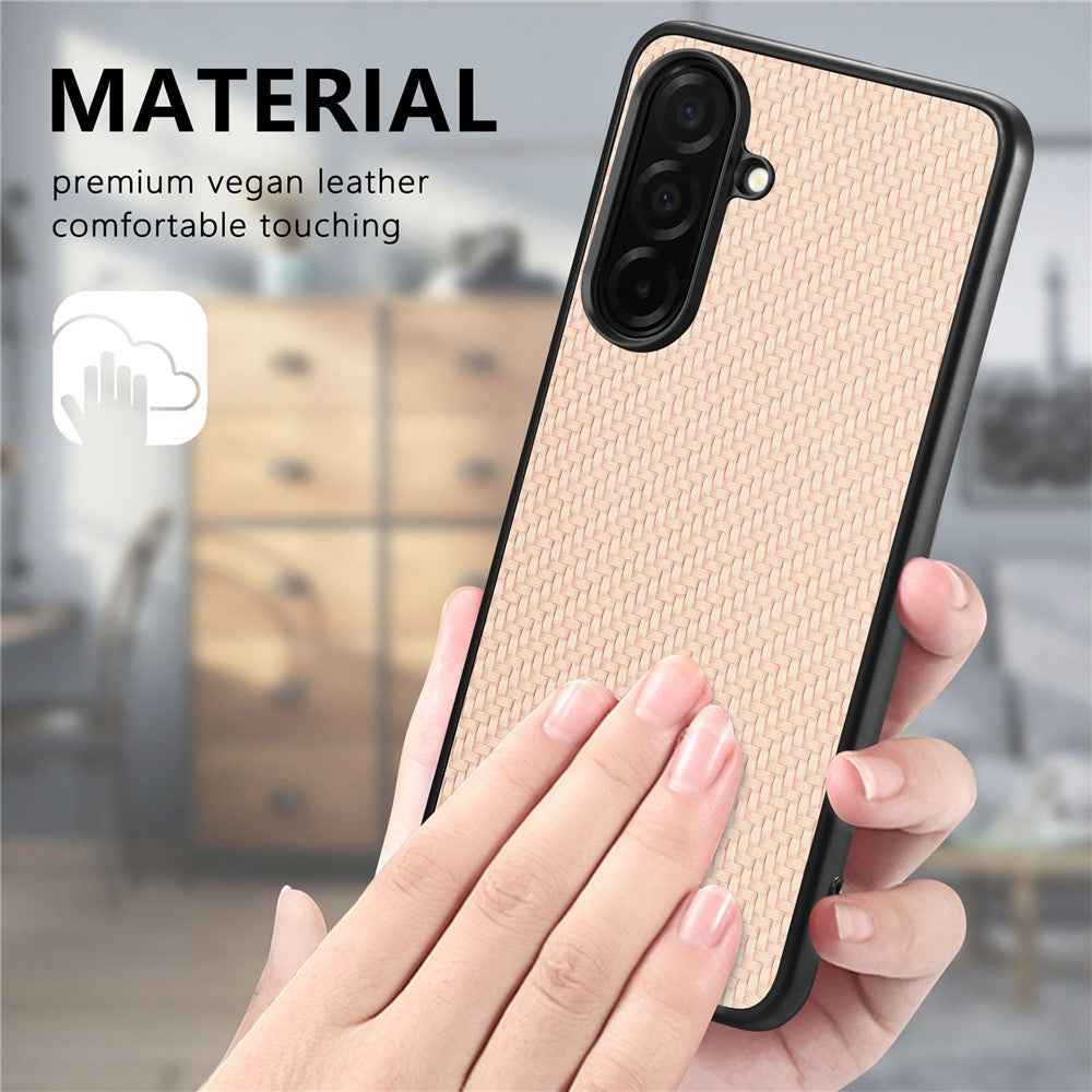 For Samsung Galaxy A57 5G Case Carbon Fiber Texture PU Leather + PC + TPU Phone Cover - Blue