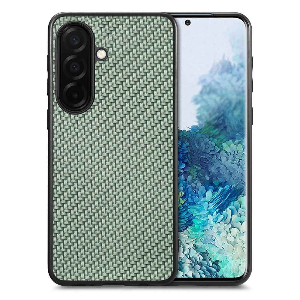 For Samsung Galaxy A57 5G Case Carbon Fiber Texture PU Leather + PC + TPU Phone Cover - Green