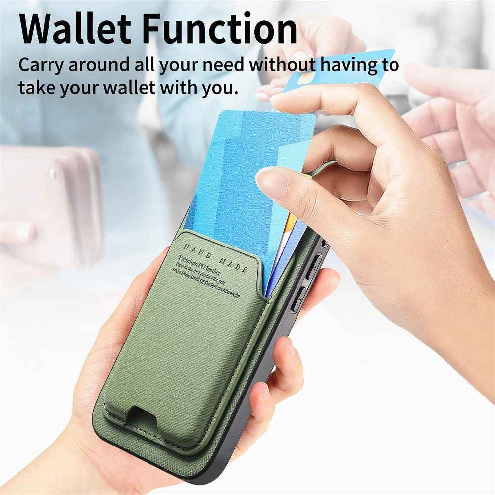 For Samsung Galaxy A57 5G Case Cloth Texture Leather + PC + TPU Phone Cover with Card Holder Kickstand - Green