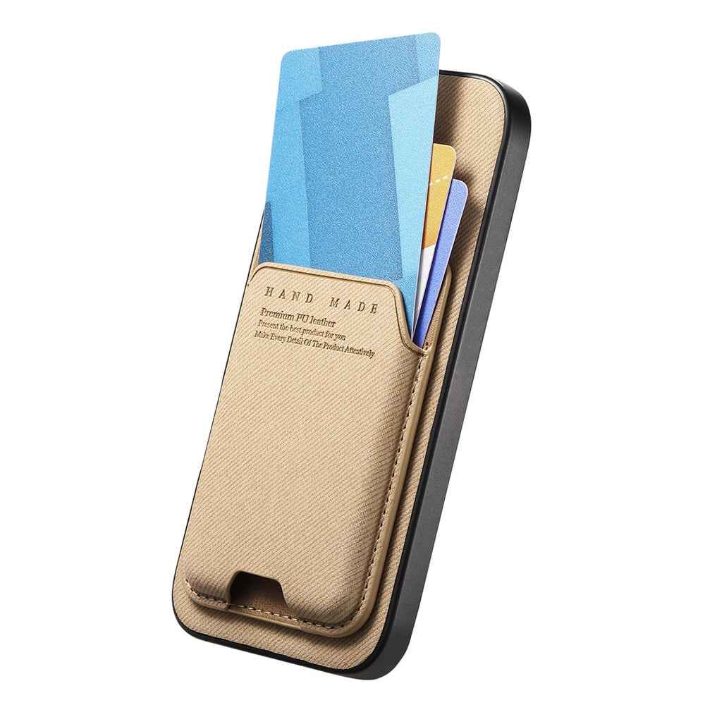 For Samsung Galaxy A57 5G Case Cloth Texture Leather + PC + TPU Phone Cover with Card Holder Kickstand - Khaki