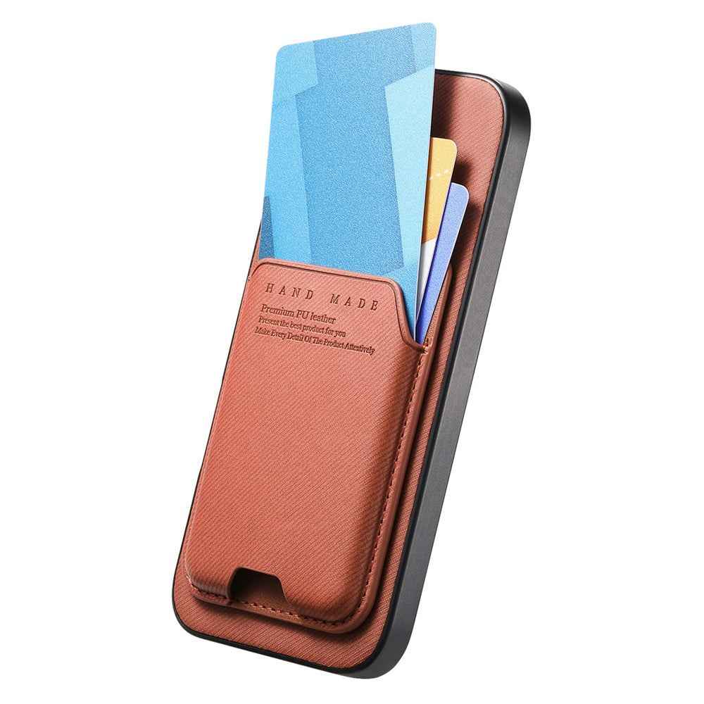 For Samsung Galaxy A57 5G Case Cloth Texture Leather + PC + TPU Phone Cover with Card Holder Kickstand - Brown