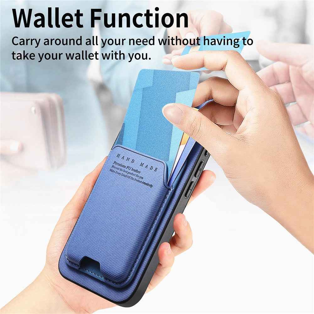 For Samsung Galaxy A57 5G Case Cloth Texture Leather + PC + TPU Phone Cover with Card Holder Kickstand - Blue