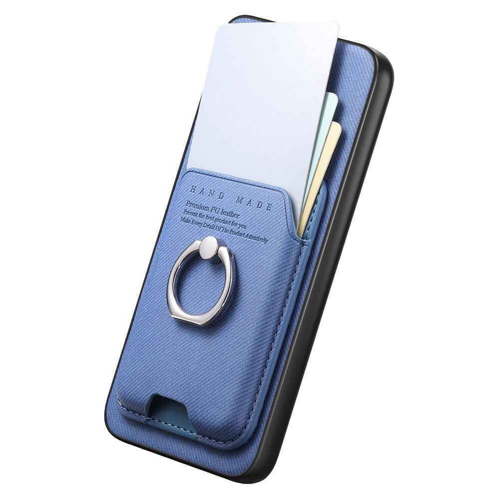 For Samsung Galaxy A57 5G Case Cloth Texture  Leather + PC + TPU Phone Cover with Detachable Magnetic Ring Kickstand Card Holder - Blue