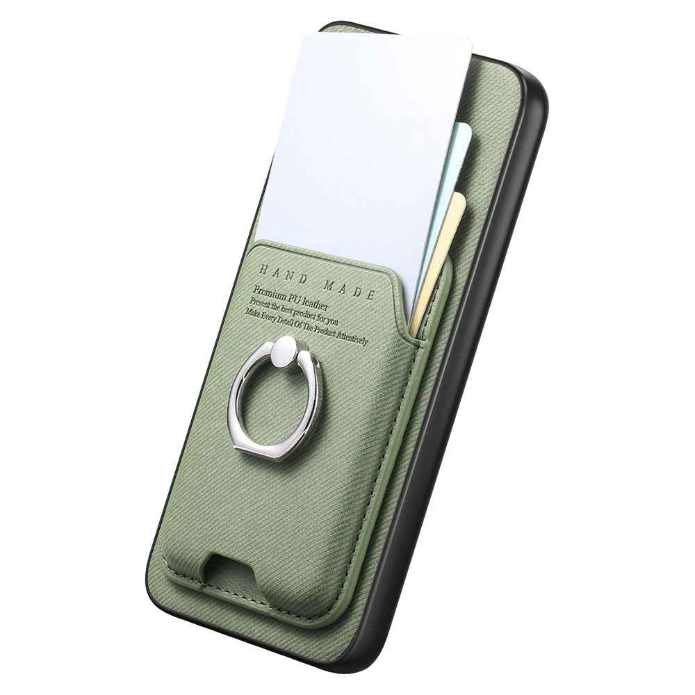 For Samsung Galaxy A57 5G Case Cloth Texture  Leather + PC + TPU Phone Cover with Detachable Magnetic Ring Kickstand Card Holder - Green