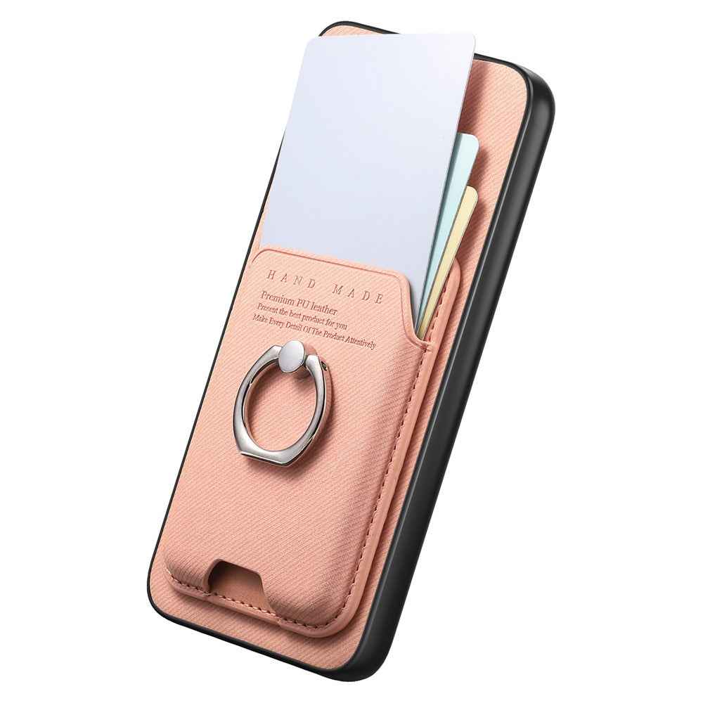 For Samsung Galaxy A57 5G Case Cloth Texture  Leather + PC + TPU Phone Cover with Detachable Magnetic Ring Kickstand Card Holder - Pink