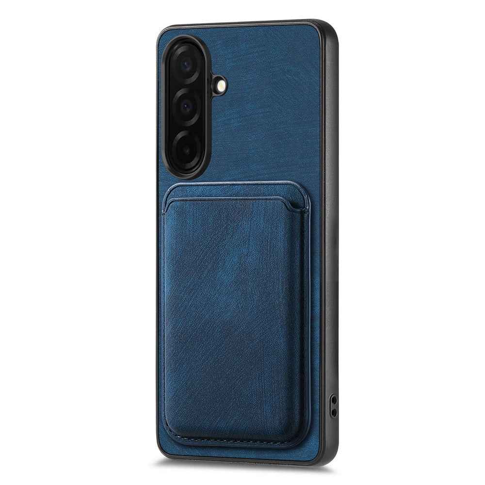 For Samsung Galaxy A57 5G Magnetic Case Retro Leather + TPU Phone Cover with Detachable Card Slot - Blue