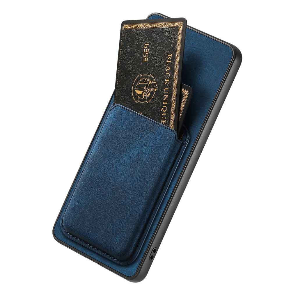 For Samsung Galaxy A57 5G Magnetic Case Retro Leather + TPU Phone Cover with Detachable Card Slot - Blue