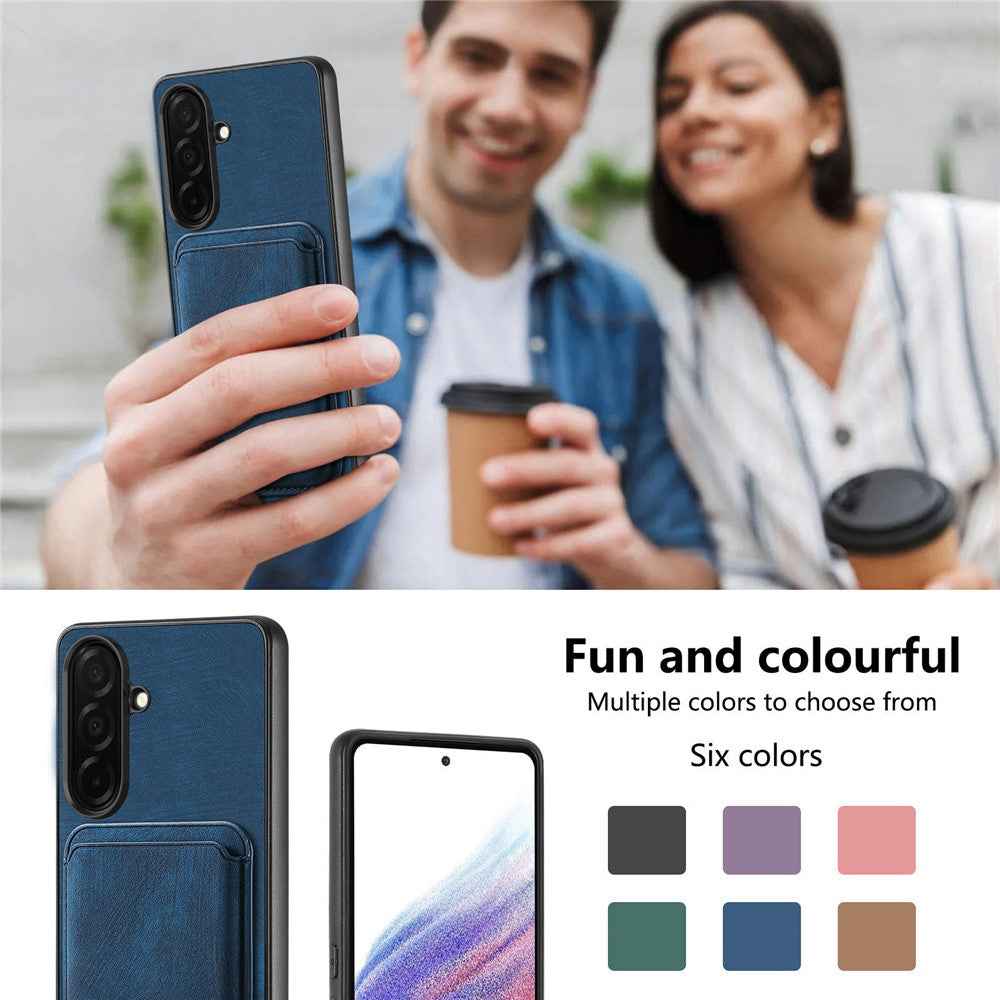 For Samsung Galaxy A57 5G Magnetic Case Retro Leather + TPU Phone Cover with Detachable Card Slot - Blue