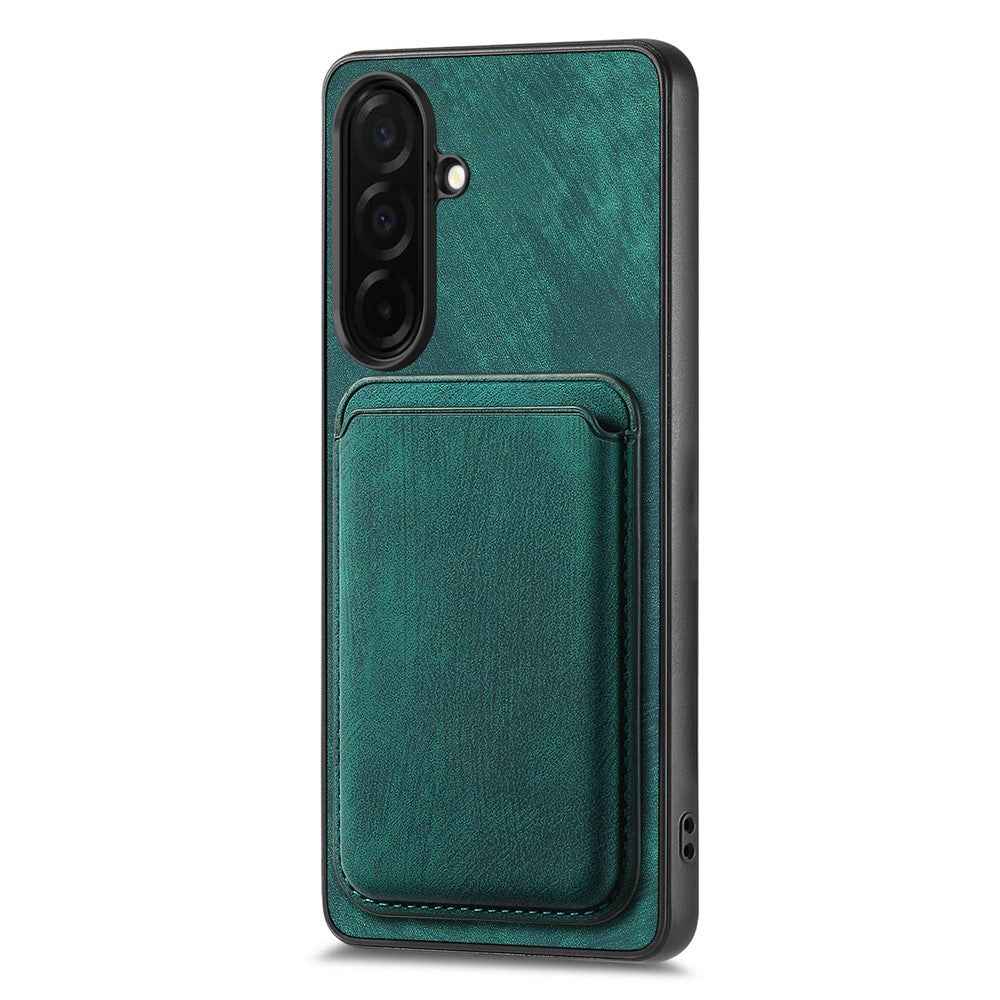 For Samsung Galaxy A57 5G Magnetic Case Retro Leather + TPU Phone Cover with Detachable Card Slot - Green