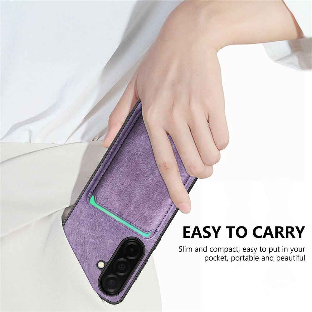 For Samsung Galaxy A57 5G Magnetic Case Retro Leather + TPU Phone Cover with Detachable Card Slot - Green