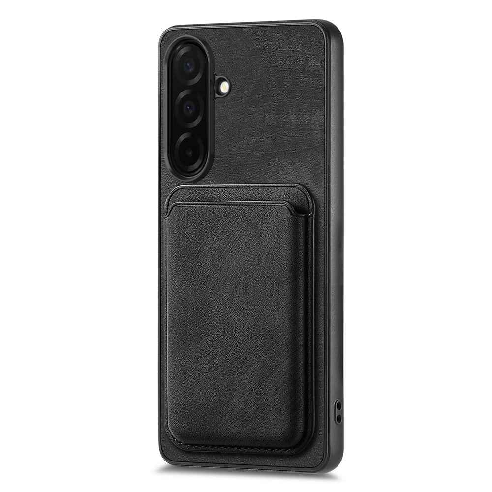 For Samsung Galaxy A57 5G Magnetic Case Retro Leather + TPU Phone Cover with Detachable Card Slot - Black
