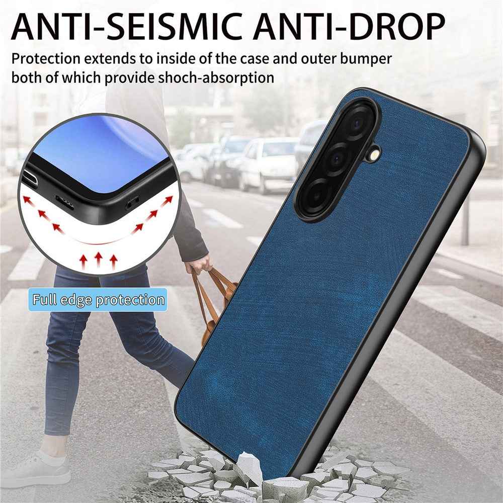 For Samsung Galaxy A57 5G Case Shockproof Slim Retro Leather Phone Back Cover - Blue