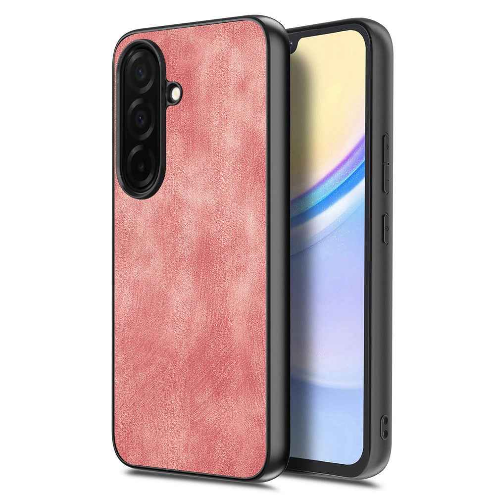 For Samsung Galaxy A57 5G Case Shockproof Slim Retro Leather Phone Back Cover - Pink