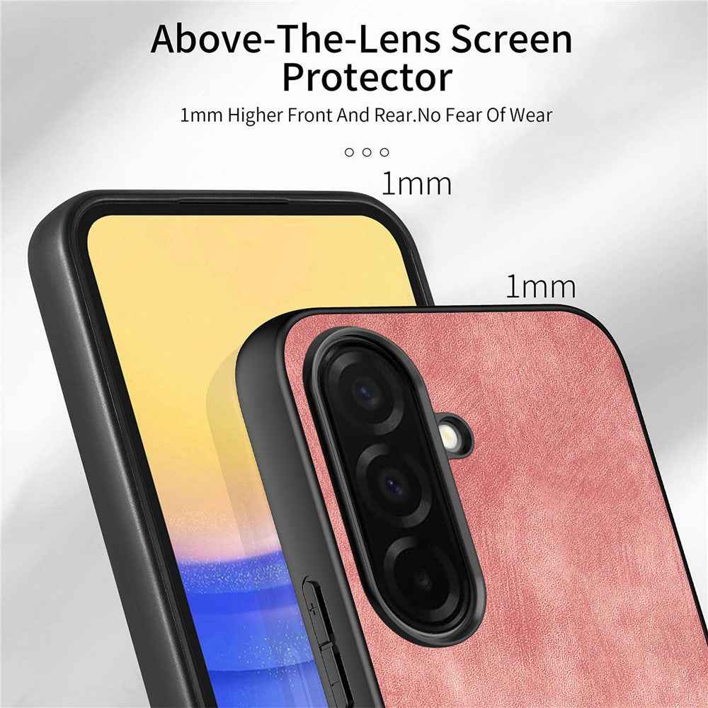 For Samsung Galaxy A57 5G Case Shockproof Slim Retro Leather Phone Back Cover - Pink