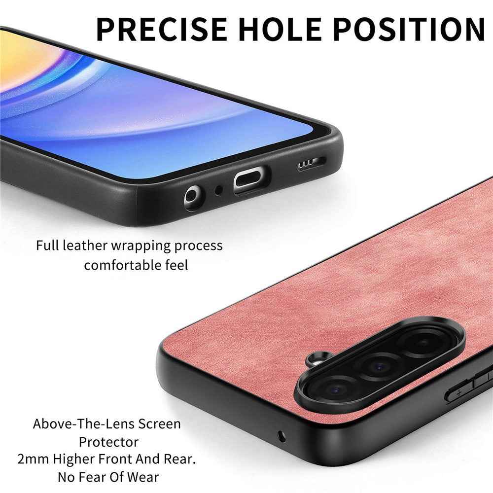 For Samsung Galaxy A57 5G Case Shockproof Slim Retro Leather Phone Back Cover - Pink