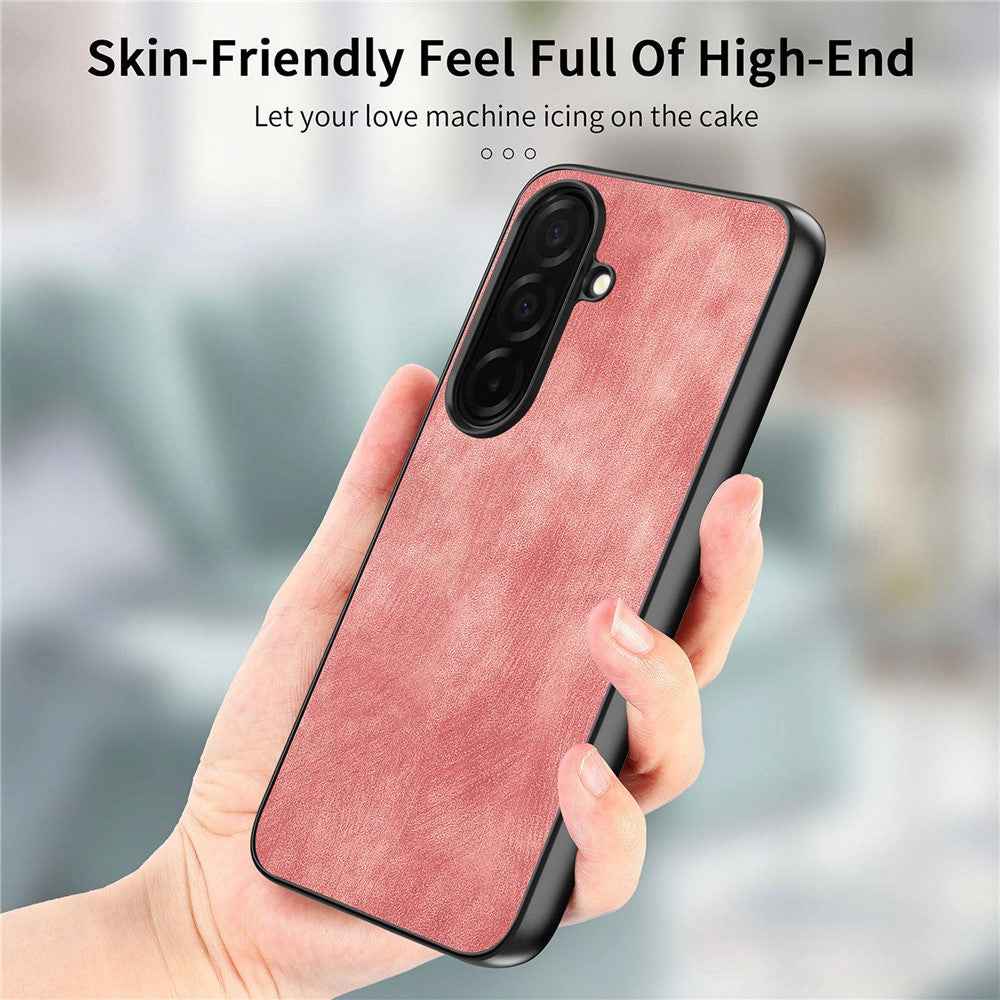 For Samsung Galaxy A57 5G Case Shockproof Slim Retro Leather Phone Back Cover - Pink
