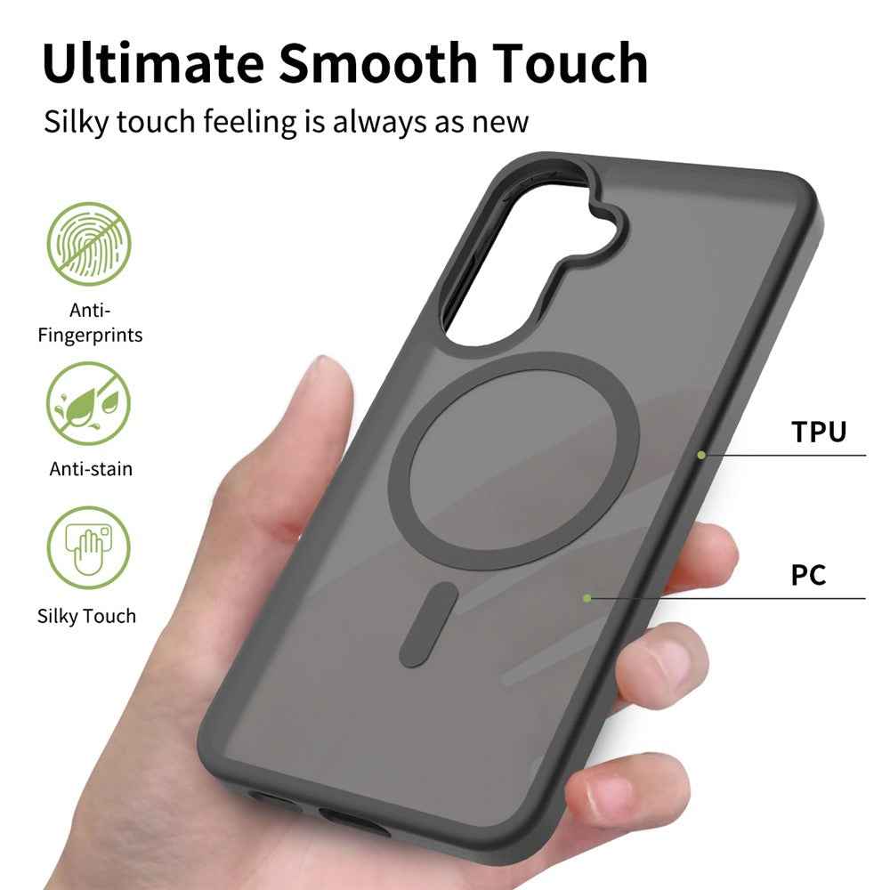For Samsung Galaxy A57 5G Magnetic Case TPU Frame Acrylic Back Phone Cover Skin Touch - Black