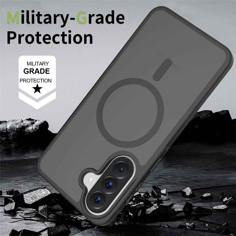 For Samsung Galaxy A57 5G Magnetic Case TPU Frame Acrylic Back Phone Cover Skin Touch - Black